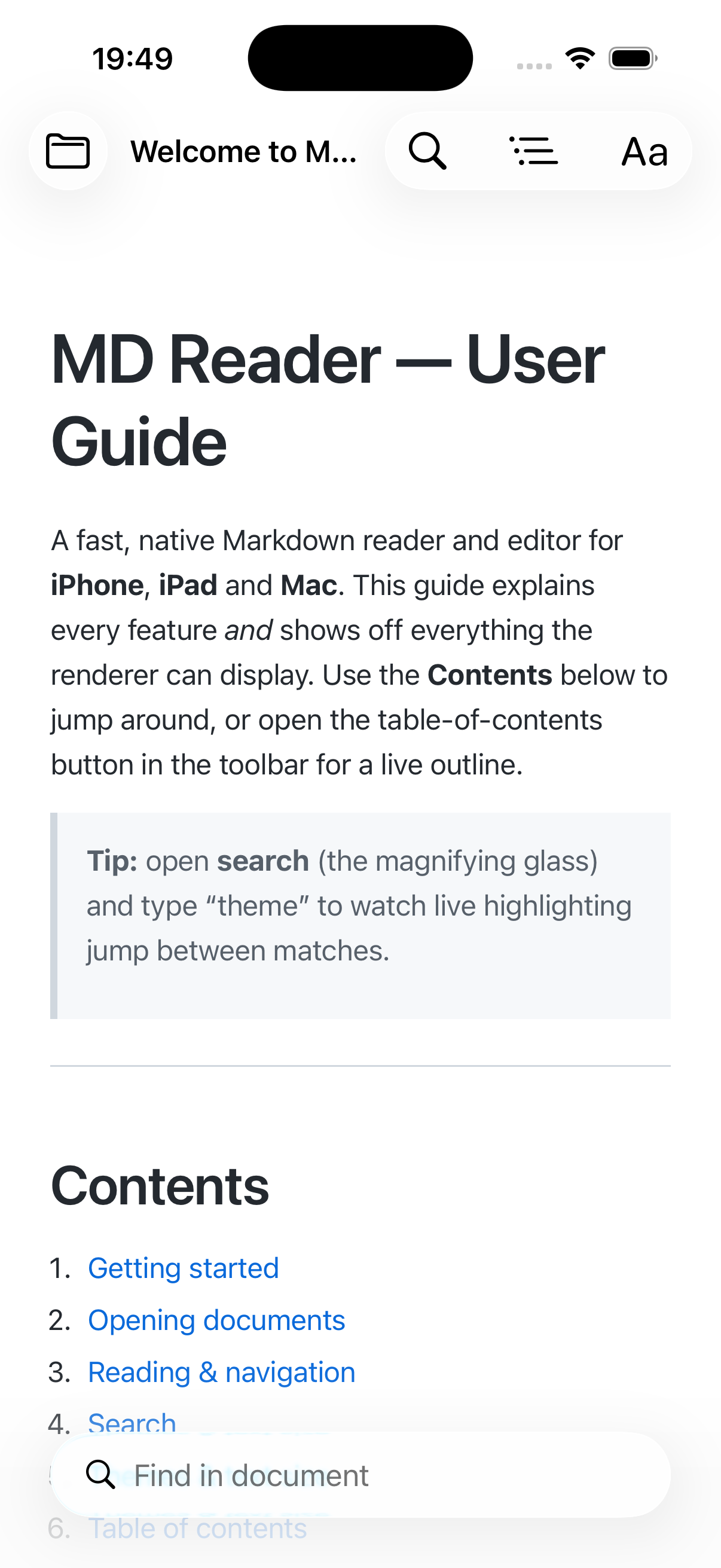 Captura de MD Reader