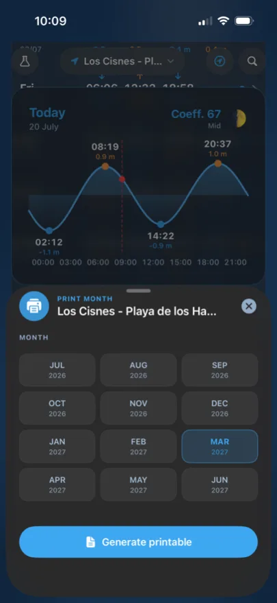 12-month selector to generate the printable report