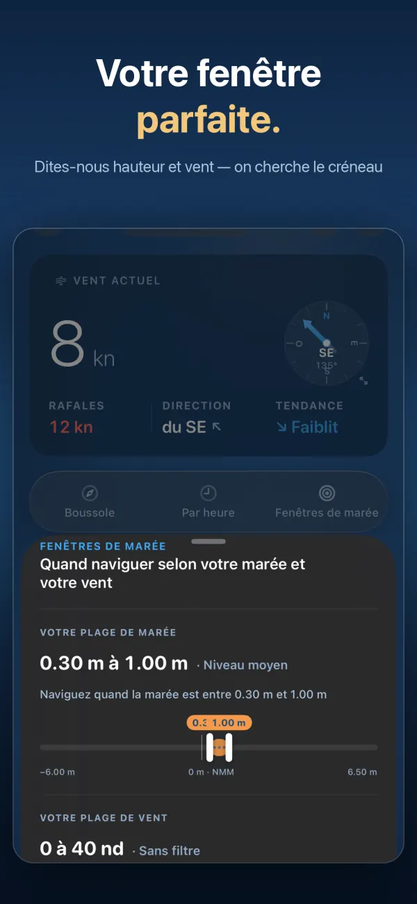 Votre fenêtre parfaite : dites-nous hauteur et vent, on cherche le créneau