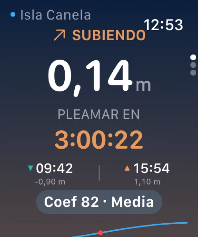 App de Mareas Pro en Apple Watch: altura actual y cuenta atrás a la próxima marea