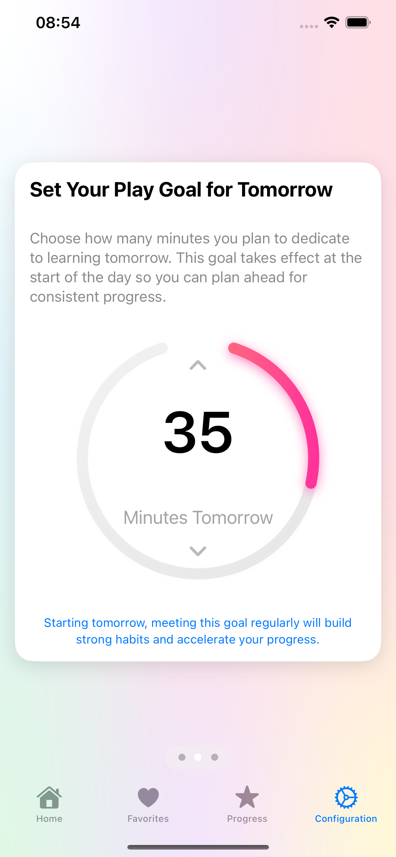 Natural English Apps App Progress Goal for next day